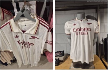阿森纳新赛季第三球衣谍照：白色主色调+红+金，门将服为绿色